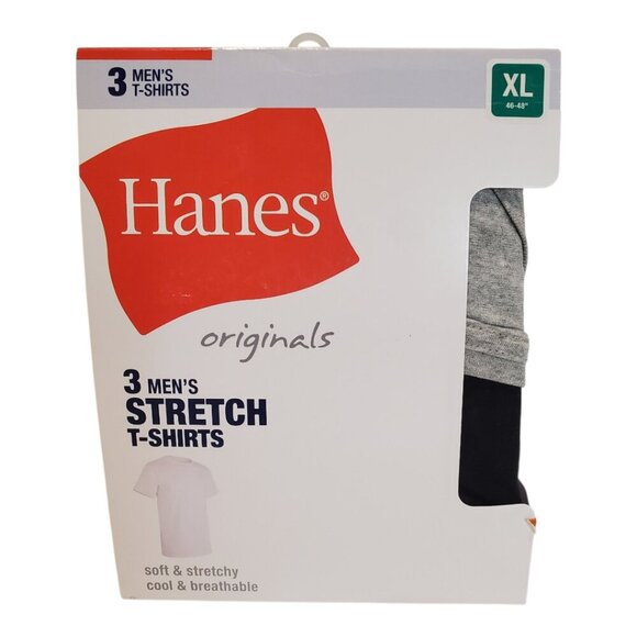 NWT Hanes Originals SZ XL (46-48) Men’s T-Shirts 3Pack, Moisture-Wicking Stretch - Picture 1 of 6
